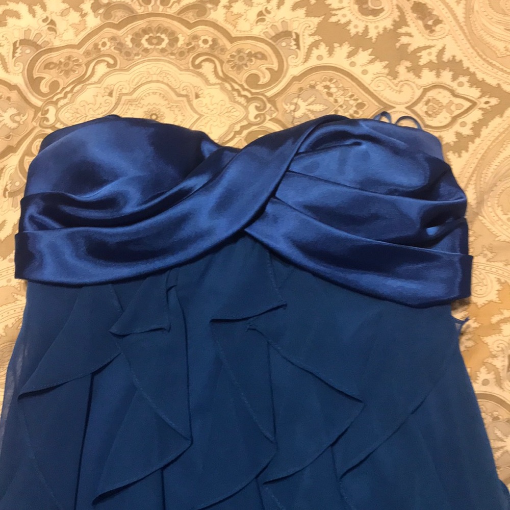Blue Cache Strapless Ruffle Dress Size 4 👗 - Picture 2 of 5